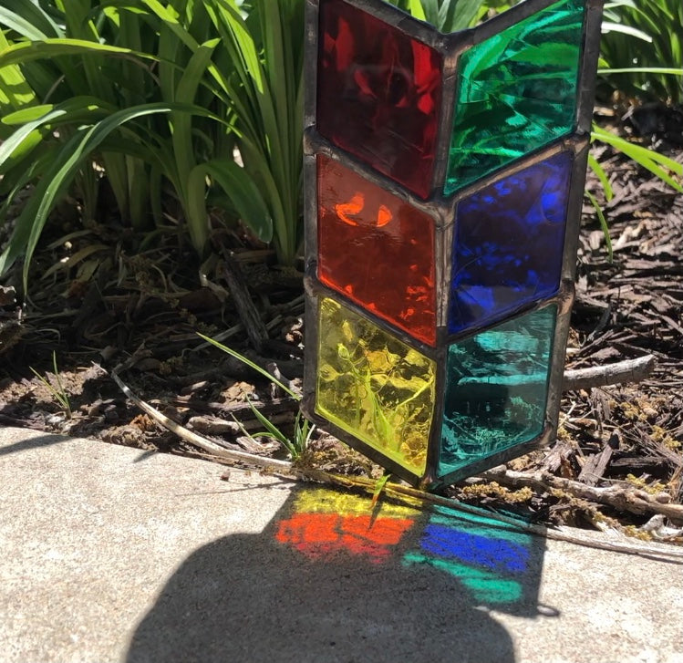 Chevron Rainbow Arrow Stained Glass Sun Catcher